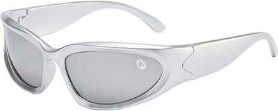 ROZZETTA CRAFT Wrap-around Sunglasses(For Men & Women, Silver)