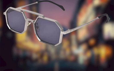 peter india Retro Square Sunglasses(For Men & Women, Black)