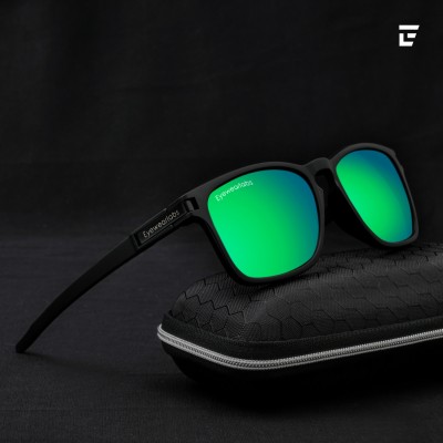 Eyewearlabs Retro Square Sunglasses(For Men & Women, Green)