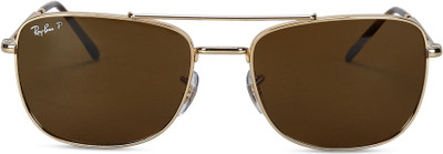 Ray-Ban Rectangular Sunglasses(For Men & Women, Brown)