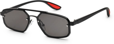 Hashtag eyewear Rectangular Sunglasses(For Men, Black)
