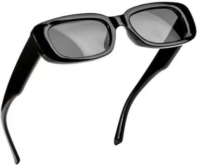 New Specs Rectangular Sunglasses(For Men & Women, Black)