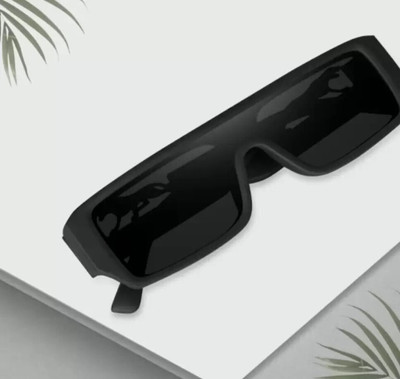 GANSTA Rectangular Sunglasses(For Men & Women, Black)