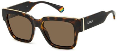 POLAROID Retro Square Sunglasses(For Men & Women, Brown)