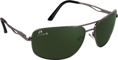 AISLIN Rectangular, Aviator Sunglasses(For Men & Women, Green)