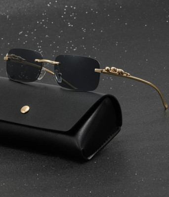 ALFATOORE Rectangular Sunglasses(For Men & Women, Black)