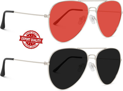 Reyda Retro Square Sunglasses(For Boys & Girls, Red)