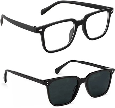 ELLIGATOR Retro Square, Sports, Wayfarer, Rectangular Sunglasses(For Men & Women, Clear, Black)