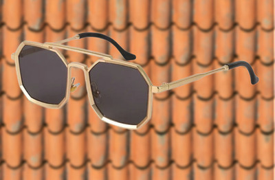 Supreno Retro Square Sunglasses(For Men & Women, Black)
