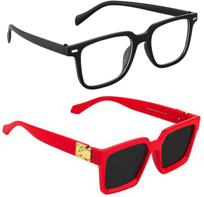 ELLIGATOR Retro Square, Sports, Wayfarer, Rectangular Sunglasses(For Men & Women, Clear, Black)