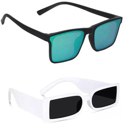 ELLIGATOR Retro Square Sunglasses(For Men & Women, Green, Black)