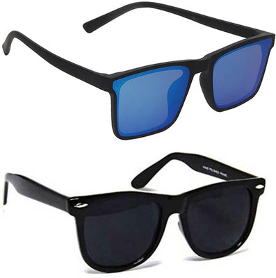 ELLIGATOR Retro Square, Sports, Wayfarer, Rectangular Sunglasses(For Men & Women, Blue, Black)