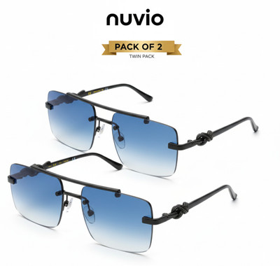NUVIO Shield, Oval Sunglasses(For Men & Women, Blue)
