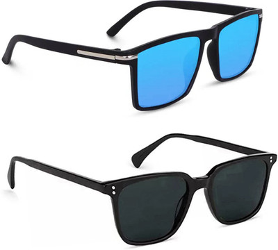 ELLIGATOR Retro Square Sunglasses(For Men & Women, Blue, Black)