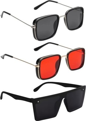 shah collections Sports, Rectangular Sunglasses(For Men & Women, Black, Red)