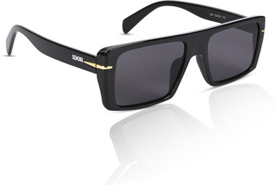 IDOR Rectangular Sunglasses(For Men & Women, Black)