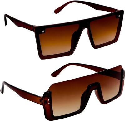 TheWhoop Rectangular Sunglasses(For Men & Women, Brown)