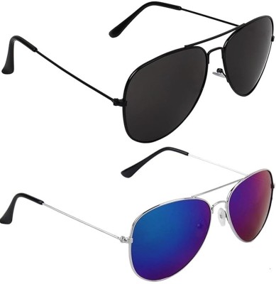 LAER Aviator Sunglasses(For Men & Women, Blue, Black)