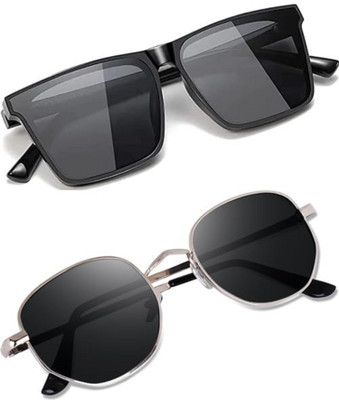 ARICKS Wayfarer, Rectangular Sunglasses(For Men & Women, Black)