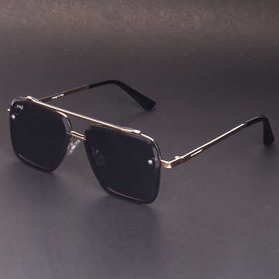 Irayz Retro Square, Over-sized Sunglasses(For Men & Women, Black)