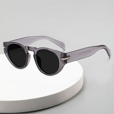 PETER JONES Round Sunglasses(For Men & Women, Black)