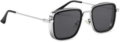 peter india Retro Square Sunglasses(For Men & Women, Black)