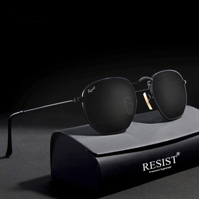 RESIST EYEWEAR Rectangular Sunglasses(For Men & Women, Black)