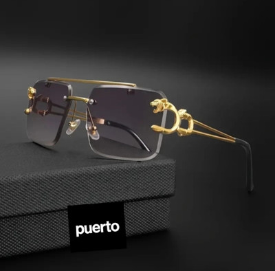 Puerto Rectangular Sunglasses(For Men & Women, Grey)