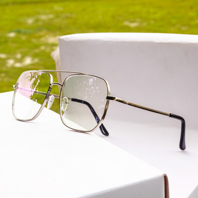jiebo Retro Square Sunglasses(For Men & Women, Clear)