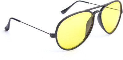 jiebo Aviator Sunglasses(For Men & Women, Yellow)