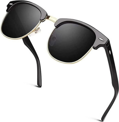 Dcmr Clubmaster Sunglasses(For Men & Women, Black)