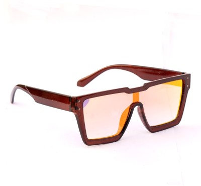 jiebo Retro Square Sunglasses(For Men, Red)