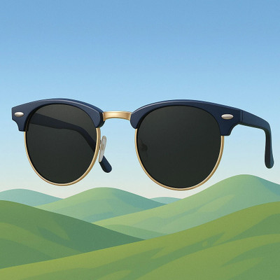 The Studded Clubmaster Sunglasses(For Men & Women, Black)