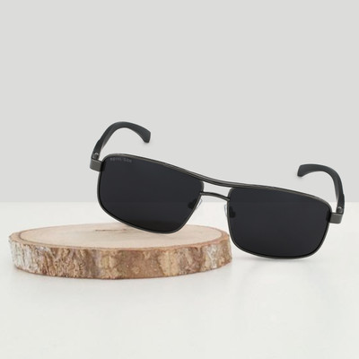 ROYAL SON Rectangular Sunglasses(For Men, Black)