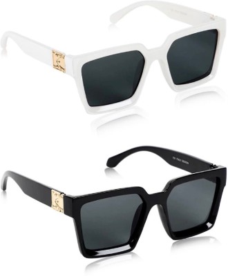 funglasses Retro Square Sunglasses(For Men & Women, Black, Black)