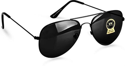 YES TAG Aviator, Rectangular Sunglasses(For Men & Women, Black)