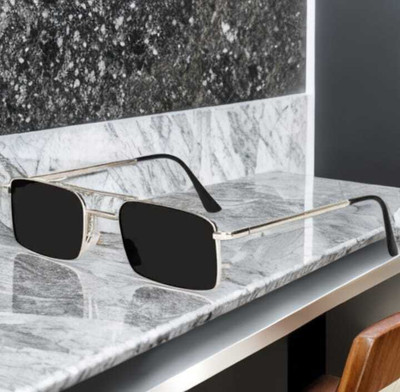 New Specs Rectangular Sunglasses(For Men & Women, Black)