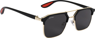 Gynk Rectangular Sunglasses(For Men & Women, Black)