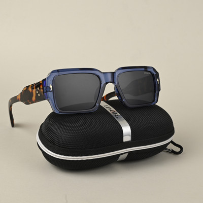 IDOR Rectangular Sunglasses(For Men & Women, Black)