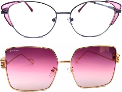 EXPLORA EYEWEAR Retro Square Sunglasses(For Men & Women, Pink)