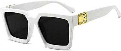 Zienz Retro Square Sunglasses(For Men & Women, Black)
