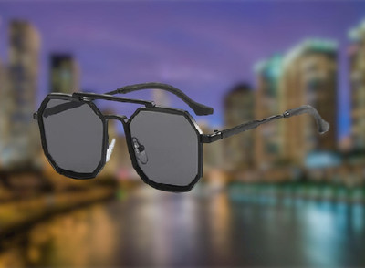 I REBEL Retro Square Sunglasses(For Men & Women, Black)