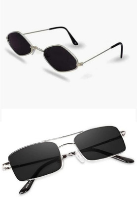 ARSunglasses Retro Square, Wrap-around Sunglasses(For Men & Women, Black)