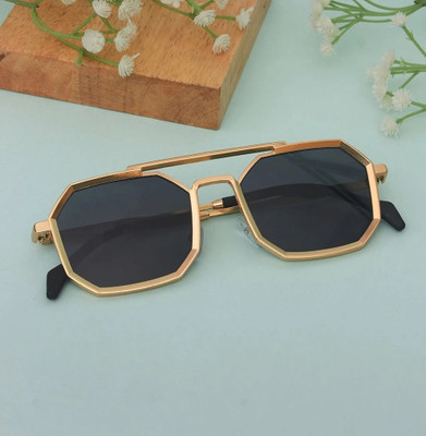 peter india Round Sunglasses(For Boys & Girls, Black)