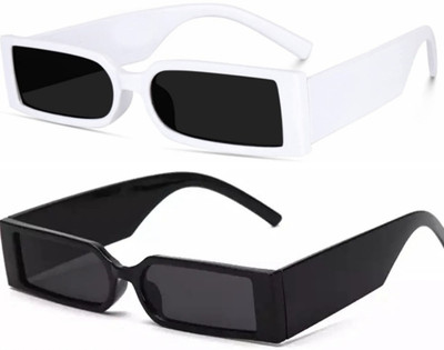 Flipstar Rectangular Sunglasses(For Men & Women, Black)