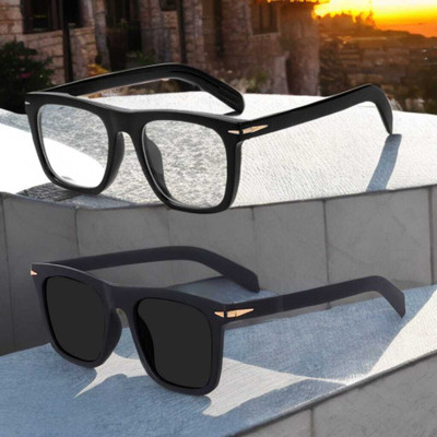 Vpress Rectangular Sunglasses(For Men & Women, Black, Clear)