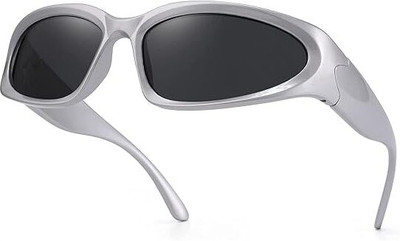 Ivy Vacker Wrap-around Sunglasses(For Men & Women, Black)