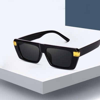 OPTRICKS Retro Square Sunglasses(For Men & Women, Black)