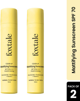 Foxtale Sunscreen - SPF 70 PA++++ Sunscreen - SPF 70 PA++++ - (Pack of 2) CoverUp SPF 50 Sunscreen(100 ml)