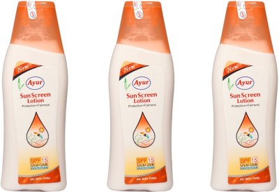 AYUR HERBALS Sunscreen - SPF 15 Sun Screen Lotion with almonds oil & wheatgerm Oil I Pack 3 ml(300 ml)